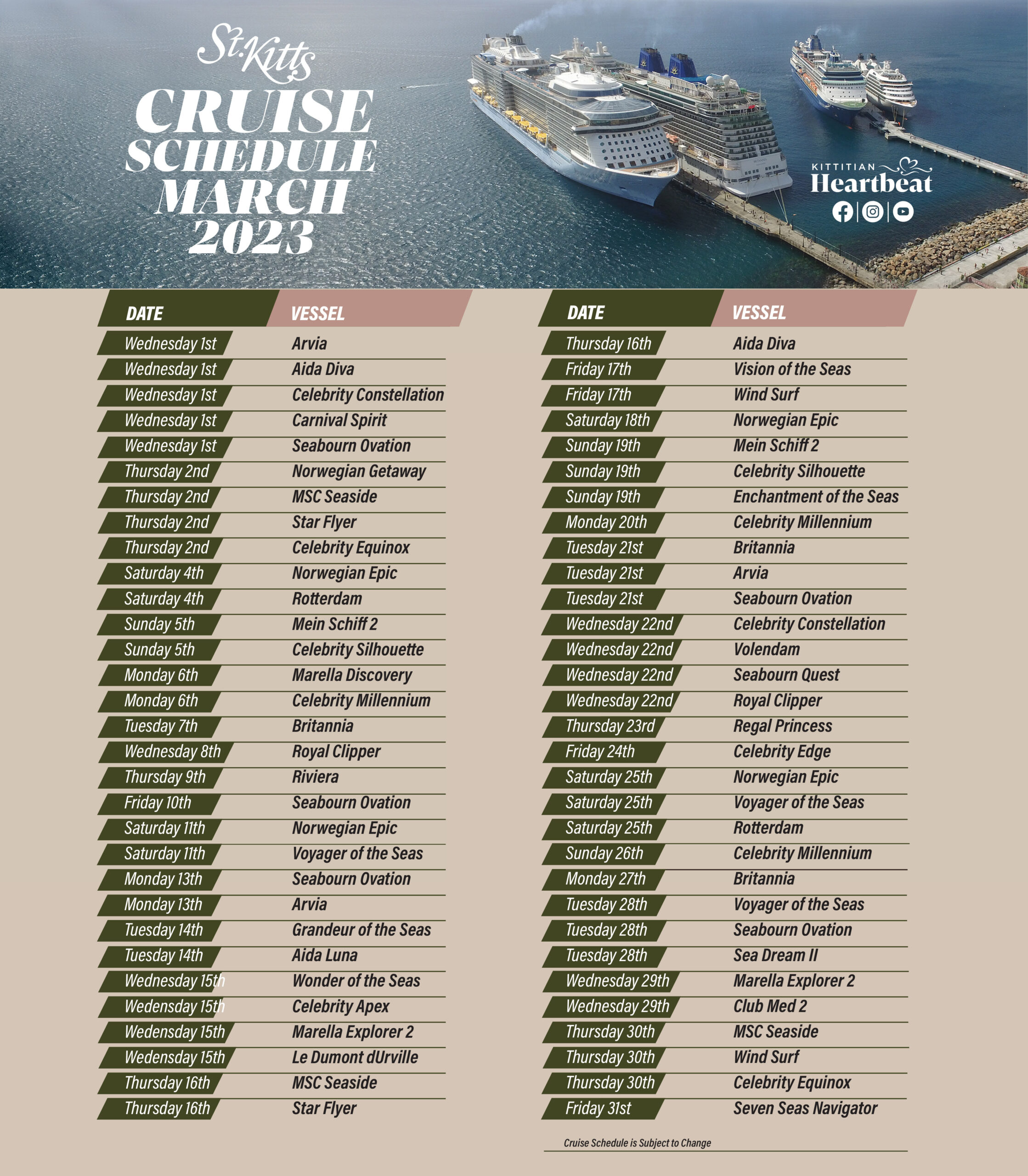 Cruise Schedule March 2023 Buckie Got It